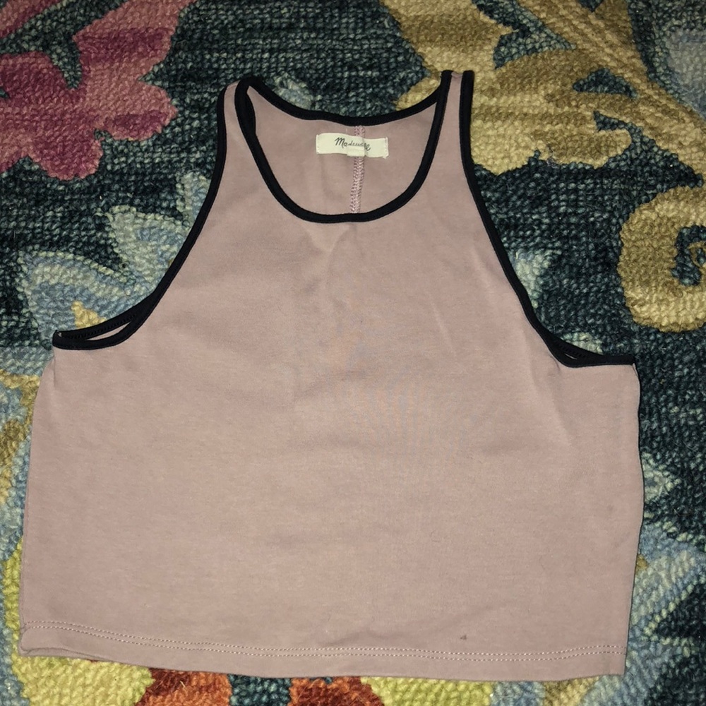 XS Purple and black Madewell Tank Crop Top